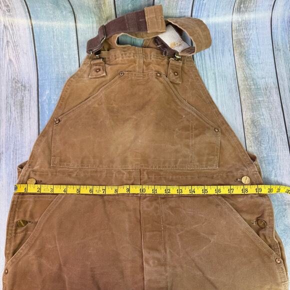 Carhartt Duck Canvas Overalls Vintage Thrashed Double Knee Bibs Made in USA - Picture 8 of 11